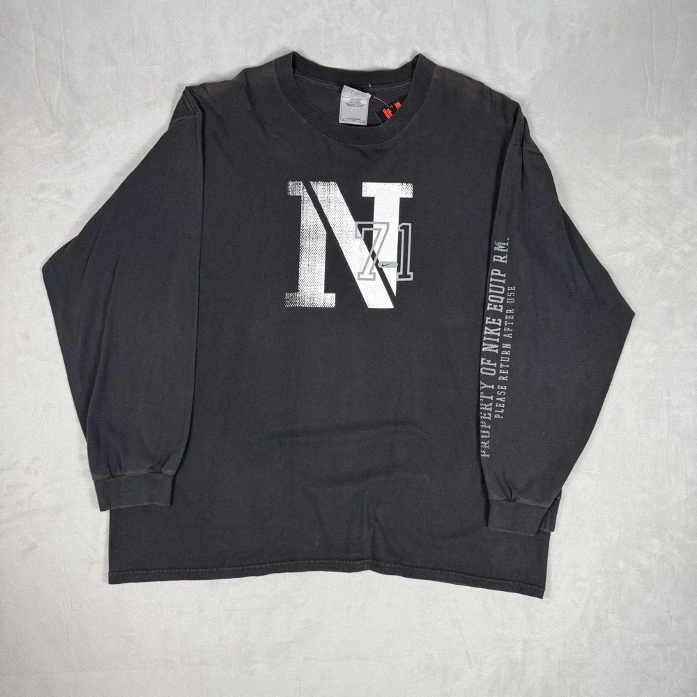 Y2K Mens Nike Property Of Equipment RM Graphic Long Sleeve Shirt XL